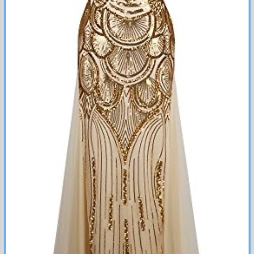 Gold and Cream Embellished Gown